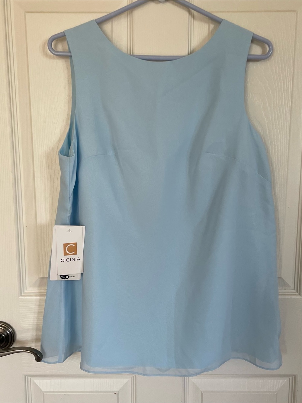 Baby Blue Sheer Layered Sleeveless Blouse size 10